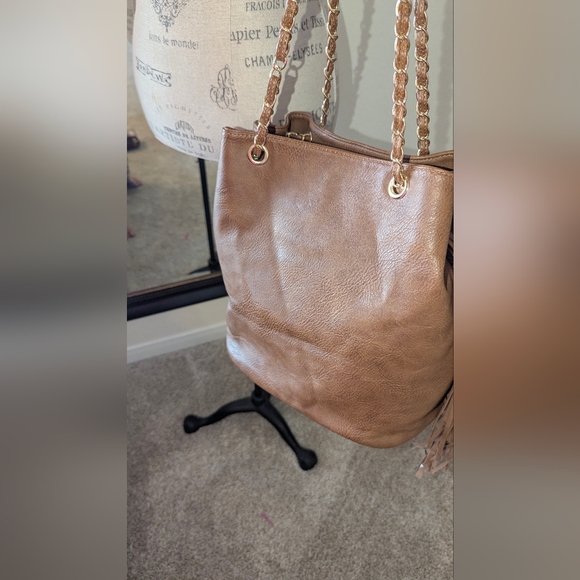 Brown Fringe Leather Tote Bag (M/L) - Picture 8 of 13